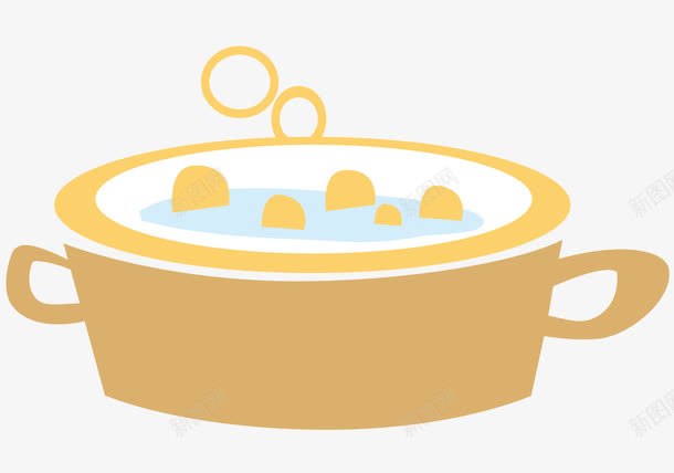 一份白色的食物png免抠素材_新图网 https://ixintu.com 两个小耳朵 白色液体 食品 食物 饭店 黄色吃的 黄色小锅