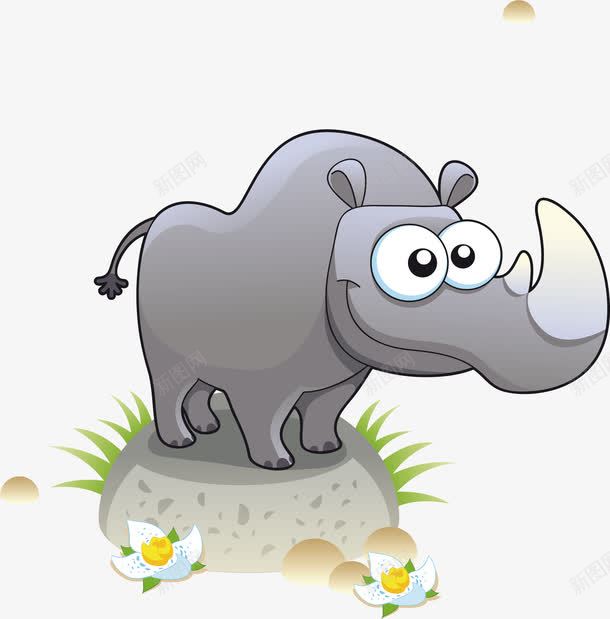手绘犀牛png免抠素材_新图网 https://ixintu.com 创意 可爱 彩色图 手绘图 犀牛 简单
