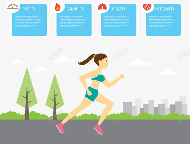 跑步健身信息图表png免抠素材_新图网 https://ixintu.com 信息图表 矢量素材 跑步的人 跑步锻炼 运动健身