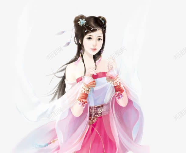 粉色古典长裙人物png免抠素材_新图网 https://ixintu.com 人物 古典 粉色 长裙