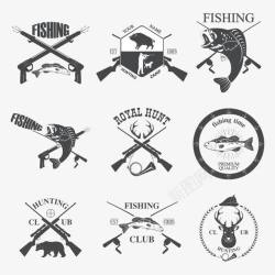 狩猎标签打猎钓鱼矢量图高清图片