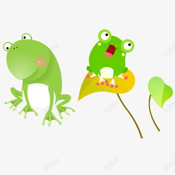 可爱卡通绿色青蛙png免抠素材_新图网 https://ixintu.com 动物 卡通 可爱 叶子 绿色 脸红 青蛙