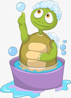 洗澡玩泡泡的小乌龟素材