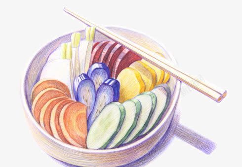 蔬菜片png免抠素材_新图网 https://ixintu.com 彩铅画 盘子 装饰 陶瓷