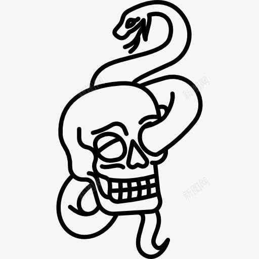 骷髅头和蛇图标png_新图网 https://ixintu.com 动物 形状 旧货 纹身 骨头
