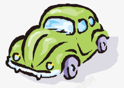 绿色简笔手绘卡通轿车矢量图素材
