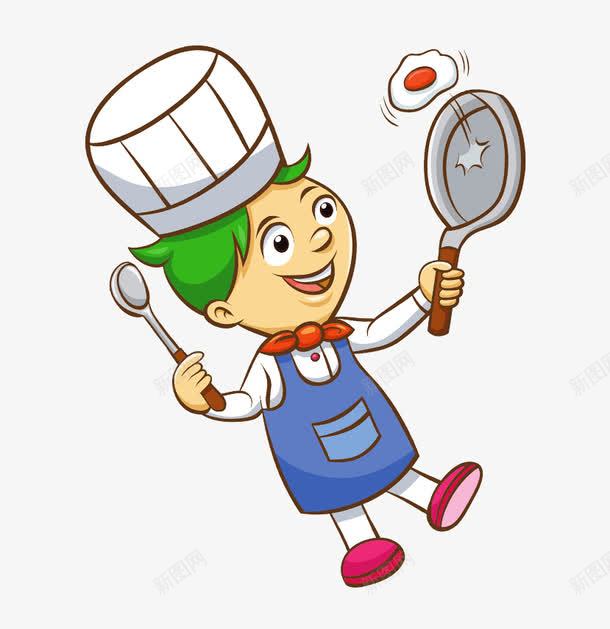 煎蛋的厨师png免抠素材_新图网 https://ixintu.com 卡通厨师 厨师 煎假蛋 煎蛋的厨师