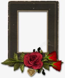 黑色典雅玫瑰相框素材