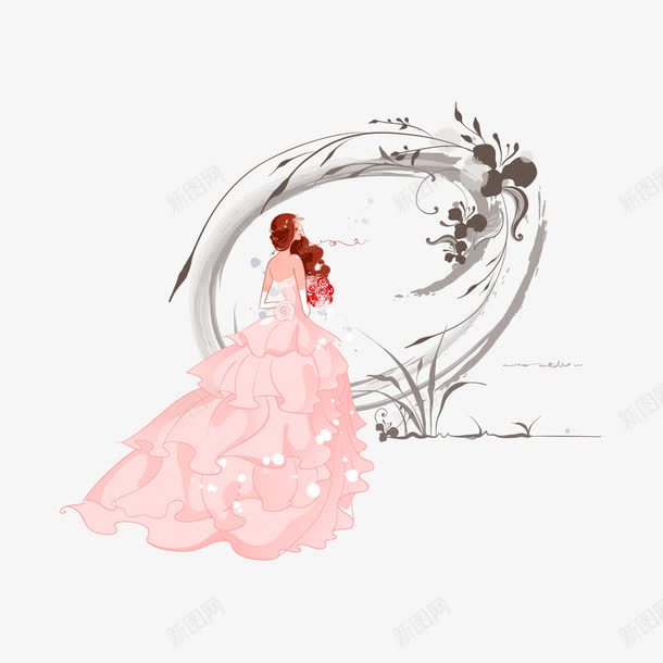 美丽的新娘png免抠素材_新图网 https://ixintu.com 卡通 婚纱 新娘 花纹 鲜花