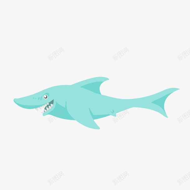 蓝色卡通鲨鱼png免抠素材_新图网 https://ixintu.com 卡通动物 卡通鲨鱼 海洋生物 背景装饰 蓝色鲨鱼