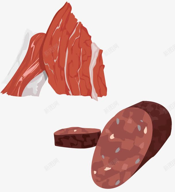 手绘肉制品png免抠素材_新图网 https://ixintu.com 卡通 培根肉 手绘 火腿肠 肉制品
