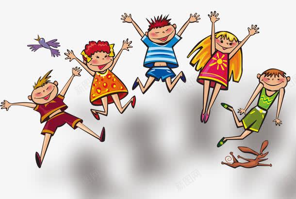 卡通小孩png免抠素材_新图网 https://ixintu.com 卡通小孩 小孩欢呼 跳跃