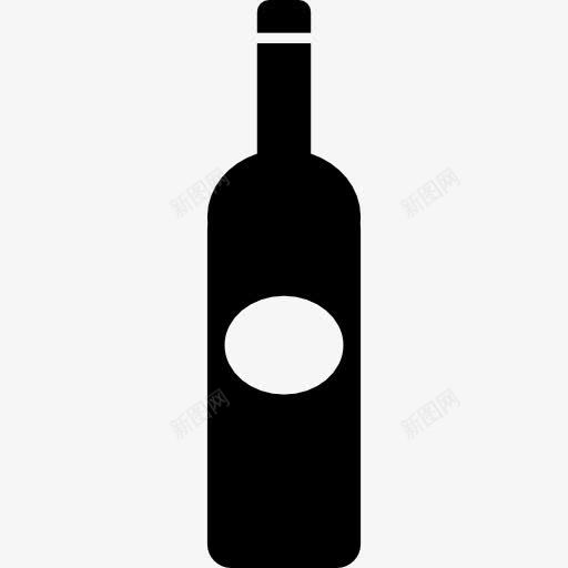 带有椭圆形标签的瓶状深色大形状图标png_新图网 https://ixintu.com 瓶 酒 食品 饮料 黑色