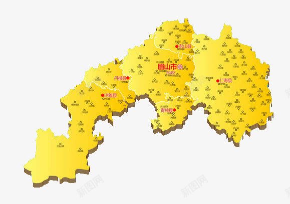 四川眉山地图png免抠素材_新图网 https://ixintu.com 四川地图 地图 眉山地图 立体地图