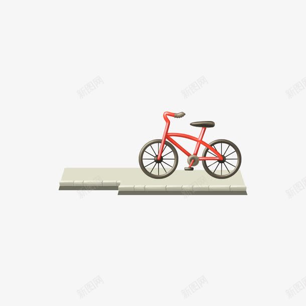 停放在青石砖上的自行车png免抠素材_新图网 https://ixintu.com 手绘 自行车 青石砖