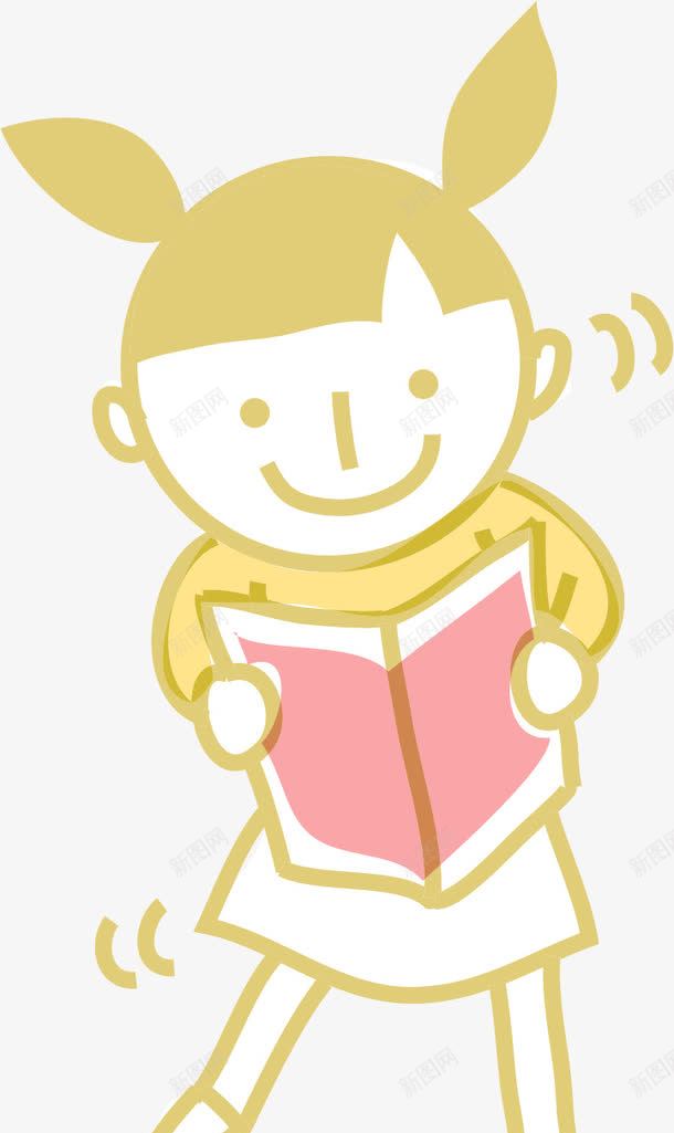 看书的女孩矢量图ai免抠素材_新图网 https://ixintu.com AI 儿童 卡通 女孩 小孩 手绘 看书 线条 读书 黄色 矢量图