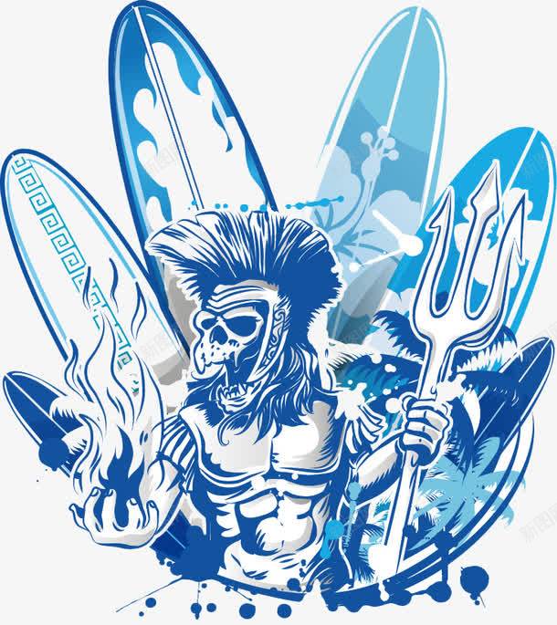 蓝色冲浪板图标png_新图网 https://ixintu.com 冲浪 冲浪板 卡通图标 魔鬼