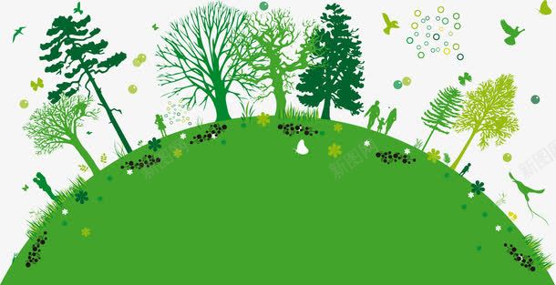 绿色地球树木人类png免抠素材_新图网 https://ixintu.com 人类 地球矢量 地球绿色 树木