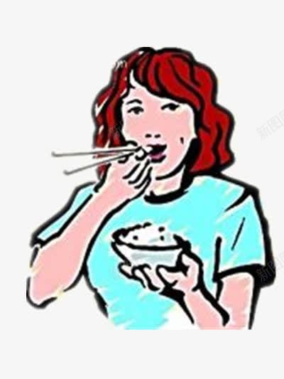 一个人吃饭png免抠素材_新图网 https://ixintu.com 人物 卡通 彩色 饭碗