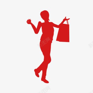 卡通女人女人剪影图标图标