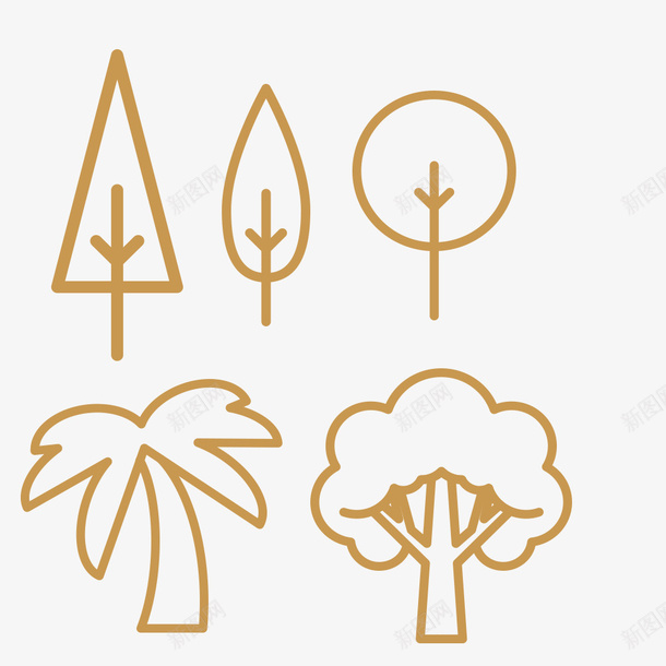四种不同树木叶子的图案psd免抠素材_新图网 https://ixintu.com 四种 形状 条例清楚 灰色