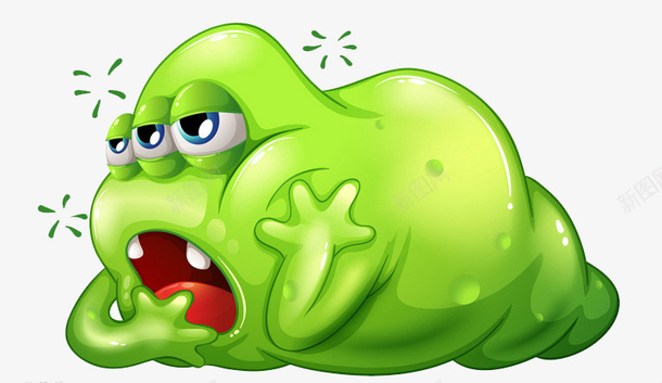 绿色怪物png免抠素材_新图网 https://ixintu.com 丑 丑化 动物 卡通 手绘 绿色妖怪