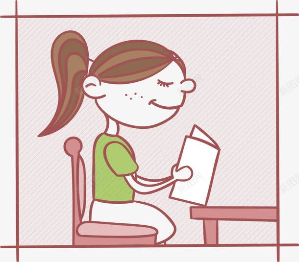 可爱微笑读书女孩png免抠素材_新图网 https://ixintu.com 世界读书日 书本 书籍 国际儿童图书日 学习 教育 知识 读书女孩