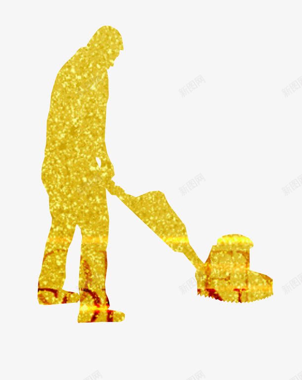 打扫卫生的金色男人剪影png免抠素材_新图网 https://ixintu.com 剪影 卫生 打扫 搞卫生 男人 金色