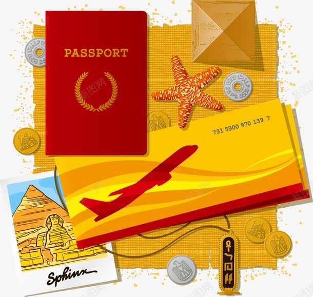 签证机票png免抠素材_新图网 https://ixintu.com 旅游 旅行 机票 签证