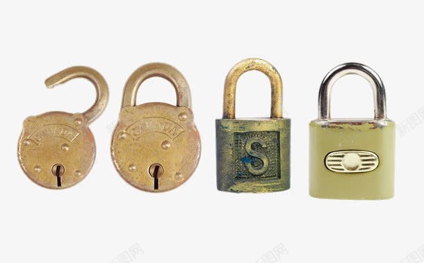 排成一排的铜锁png免抠素材_新图网 https://ixintu.com 免费png素材 创意 大门锁