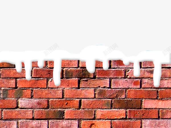 砖头上的积雪png免抠素材_新图网 https://ixintu.com 墙壁 砖头 积雪 红砖 雪