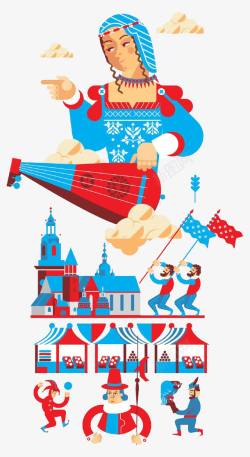 俄罗斯夏宫宫殿卡通俄罗斯元素高清图片