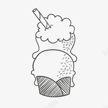手绘冰淇淋图标图标