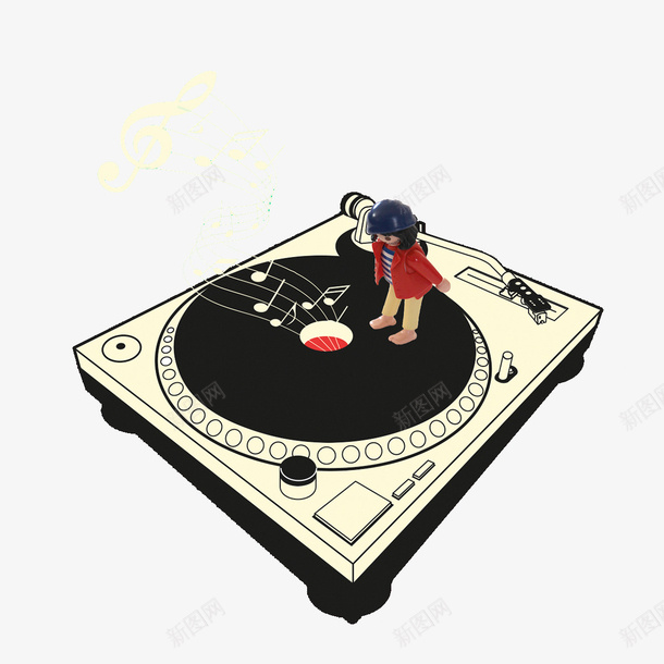 站在唱片上的女孩png免抠素材_新图网 https://ixintu.com 唱片机 小女孩 放音乐的唱片机