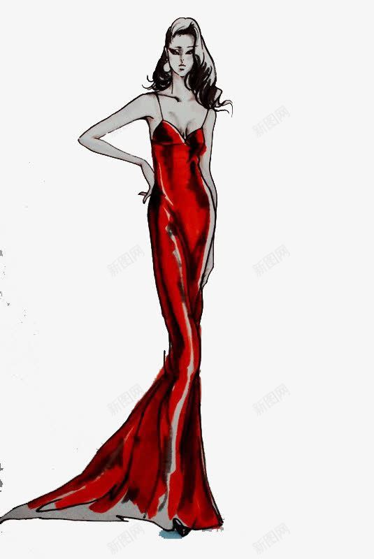 红色礼服png免抠素材_新图网 https://ixintu.com 图稿 婚纱 手绘 素材 装饰