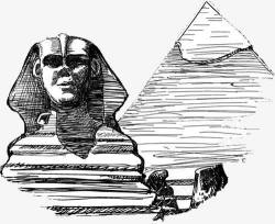黑色埃及金字塔建筑手绘素材