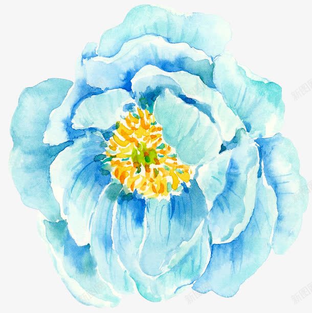 浅蓝色花朵png免抠素材_新图网 https://ixintu.com 一支 手绘 泼墨 浅蓝色 简图 花朵 花瓣 装饰