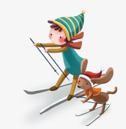 卡通滑雪小人素材