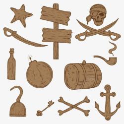 木刀海盗木材元素高清图片