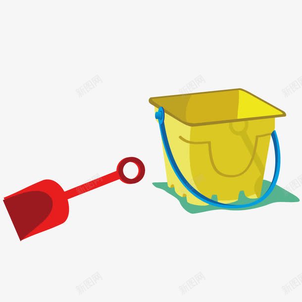 卡通铲子与塑料桶png免抠素材_新图网 https://ixintu.com 卡通 塑料 桶 铲子