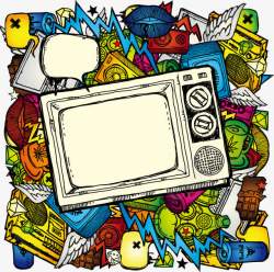 澶氩浑褰手绘彩色电视机多媒体元素矢量图高清图片