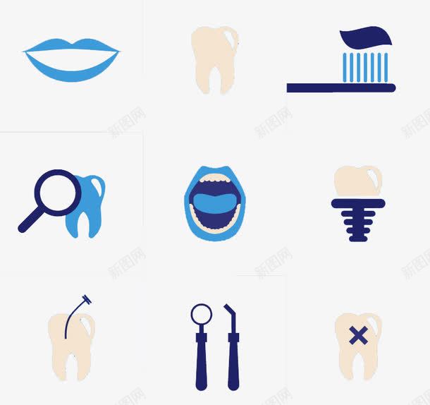 蓝色简易的护齿元素图标png_新图网 https://ixintu.com 健康 元素 图形 牙齿 生活 简易