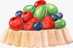 水彩水果蛋糕素材