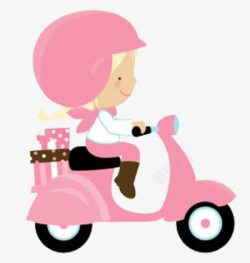 卡通骑摩托车女孩素材