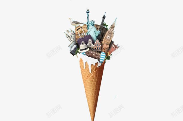 创意冰淇淋png免抠素材_新图网 https://ixintu.com 冰淇淋 创意 城市 旅游