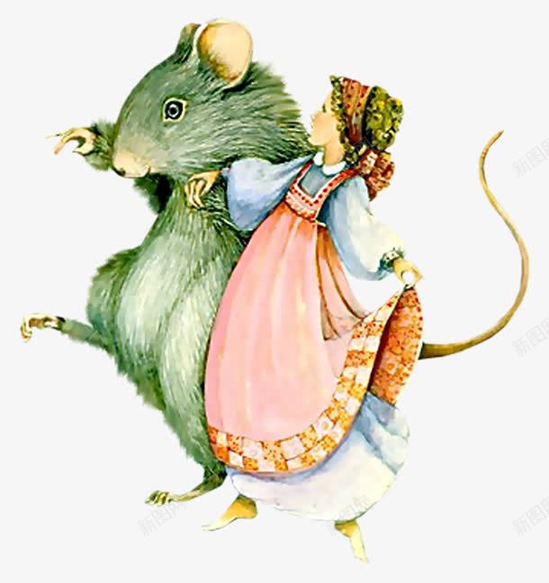 大老鼠和小女孩png免抠素材_新图网 https://ixintu.com 卡通 坐着抬起一只爪子的 插画 故事插画 童话 老鼠 老鼠抬脚
