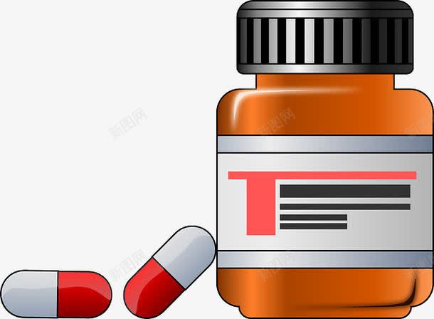 药品手绘png免抠素材_新图网 https://ixintu.com 医护 手绘 橙色 胶囊 药瓶