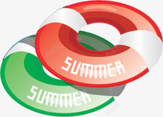红白绿带summer泳圈png免抠素材_新图网 https://ixintu.com summer 红白 绿带