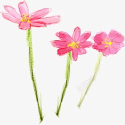 粉色花卉水彩画素材