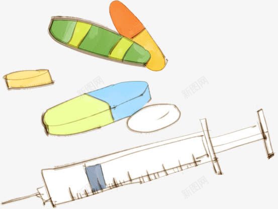 手绘卡通针剂药品png免抠素材_新图网 https://ixintu.com 卡通 药品 针剂